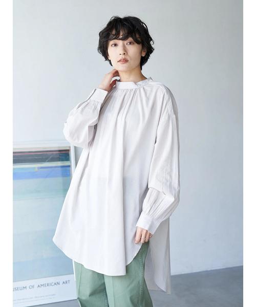 AMERICAN HOLIC(アメリカンホリック)の「ハイネックバックギャザーチュニック(Tシャツ/カットソー・レディース・ライトグレー/ブラック系その他5/ストライプ/オフホワイト・FREE)」の10枚目の写真