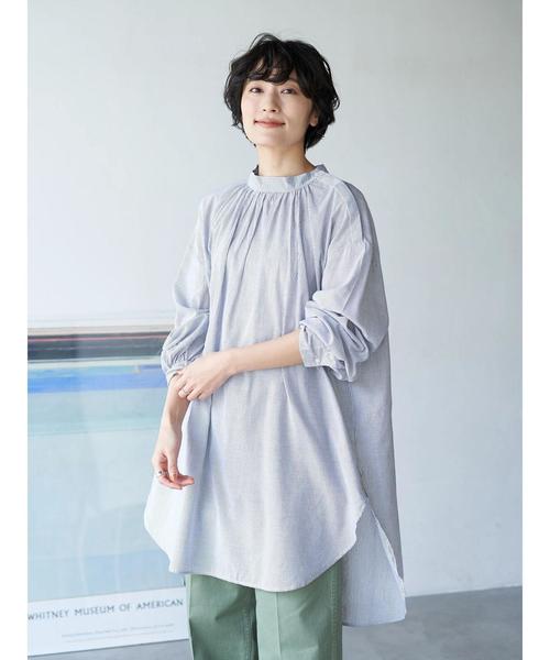AMERICAN HOLIC(アメリカンホリック)の「ハイネックバックギャザーチュニック(Tシャツ/カットソー・レディース・ライトグレー/ブラック系その他5/ストライプ/オフホワイト・FREE)」の11枚目の写真