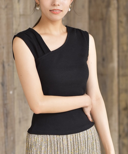 rps（アールピーエス）の「カットリブアシメショルダータンクトップ（タンクトップ・レディース・モカ/アイボリー/カーキ/ブラック・M）」の3枚目の写真