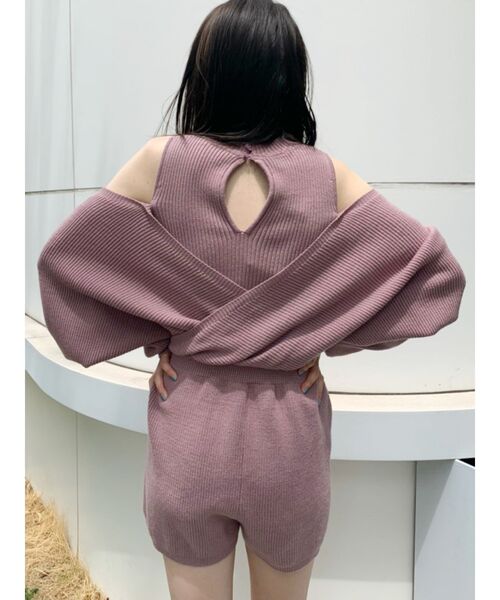 GYDA(ジェイダ)の「レイヤードオフショルニットロンパース(つなぎ/オールインワン・レディース・ブラック/ピンク/ブラウン・FREE)」の9枚目の写真