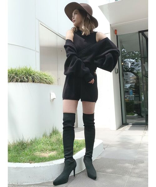 GYDA(ジェイダ)の「レイヤードオフショルニットロンパース(つなぎ/オールインワン・レディース・ブラック/ピンク/ブラウン・FREE)」の21枚目の写真