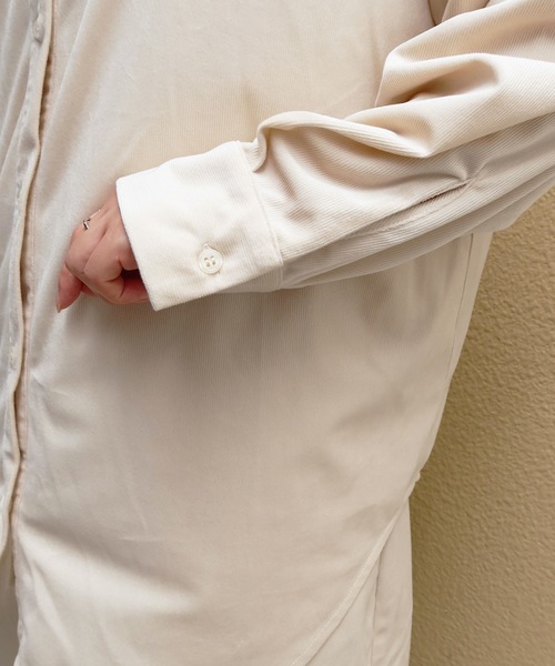 Riberry（リベリー）の「バンドカラーコーデュロイシャツ（シャツ/ブラウス・レディース・ブラック/ダークオレンジ/グリーン/アイボリー/ブルー・MEDIUM）」の18枚目の写真