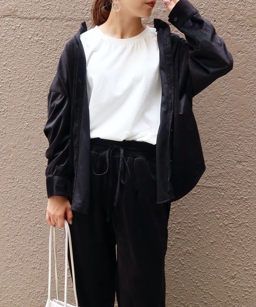 Riberry（リベリー）の「バンドカラーコーデュロイシャツ（シャツ/ブラウス・レディース・ブラック/ダークオレンジ/グリーン/アイボリー/ブルー・MEDIUM）」の19枚目の写真