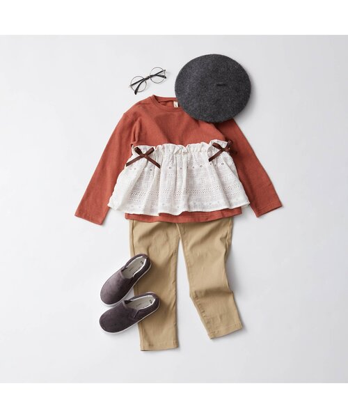 apres les cours(アプレレクール)の「/ツイル/7days Style pants 10分丈(その他パンツ・キッズ・カーキ/ベージュ/ラベンダー/ブラック・80/90/100/110/120/130/140)」の5枚目の写真