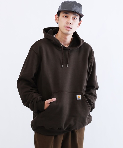 Carhartt（カーハート）の「carhartt(カーハート) 　M MW Hooded Sweatshirt ミッドウェイト オーバーサイズ プルオーバーパーカー 裏起毛（パーカー・メンズ・モスグリーン/グレー/ネイビー/ブラック/ダークブラウン/チャコールグレー/オレンジ/イエロー系その他・SMALL/MEDIUM/LARGE/X-LARGE/XX-LARGE）」の5枚目の写真