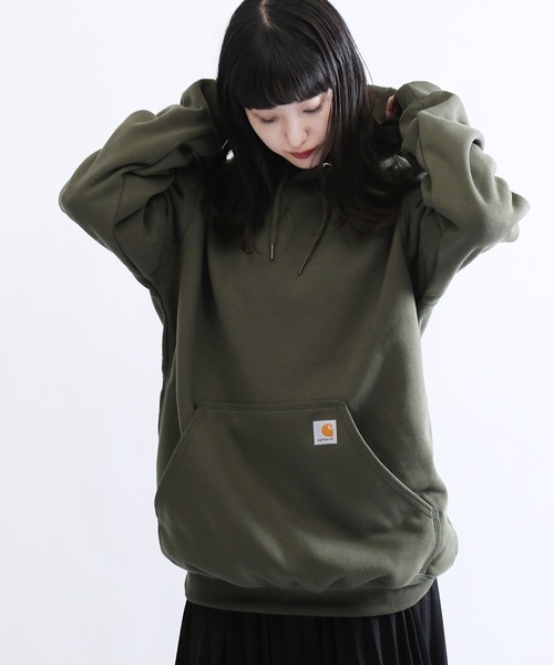 Carhartt（カーハート）の「carhartt(カーハート) 　M MW Hooded Sweatshirt ミッドウェイト オーバーサイズ プルオーバーパーカー 裏起毛（パーカー・メンズ・モスグリーン/グレー/ネイビー/ブラック/ダークブラウン/チャコールグレー/オレンジ/イエロー系その他・SMALL/MEDIUM/LARGE/X-LARGE/XX-LARGE）」の6枚目の写真