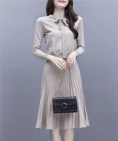 セール カーディガン プリーツフレアスカート 2点セットアップ ニット セーター Dream Garden ドリームガーデン のファッション通販 Zozotown