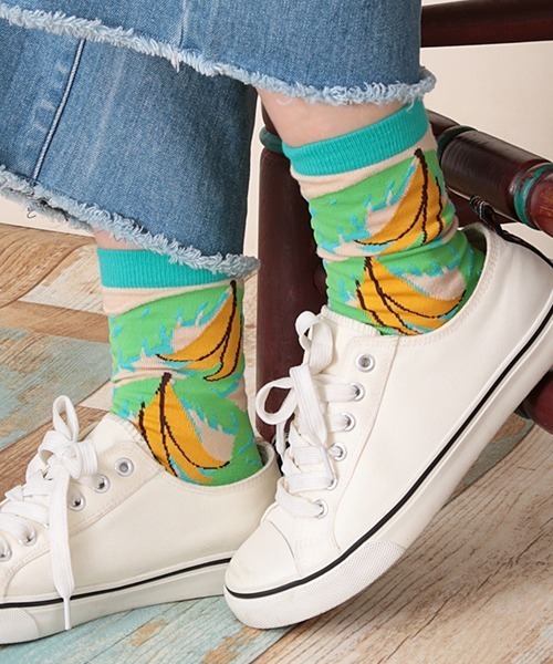 チチカカ（チチカカ）の「キテンゲバナナソックス 23-25cm（ソックス/靴下・レディース・ベージュ/ネイビー/ピンク・FREE）」の2枚目の写真