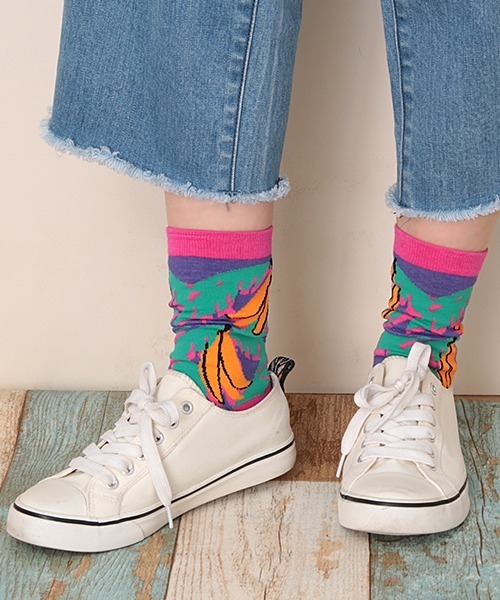 チチカカ（チチカカ）の「キテンゲバナナソックス 23-25cm（ソックス/靴下・レディース・ベージュ/ネイビー/ピンク・FREE）」の4枚目の写真