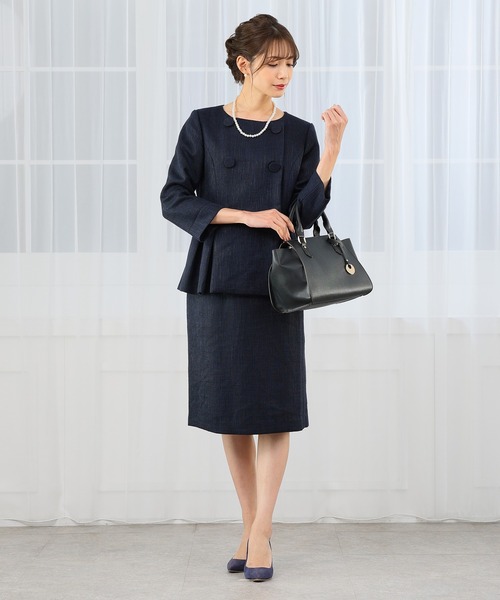 ドレスラボ　ペプラム　ツイードセットアップ　スーツ　ブラック　フォーマル DRESS LAB セットアップ 「セレモニースーツセットアップ