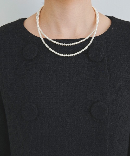 DRESS LAB(ドレスラボ)の「【セレモニースーツ/オフィスカジュアル】ツイードペプラムジャケット&スカート 2点セット(スーツセット・レディース・ネイビー/ブラック・L/S/M)」の5枚目の写真