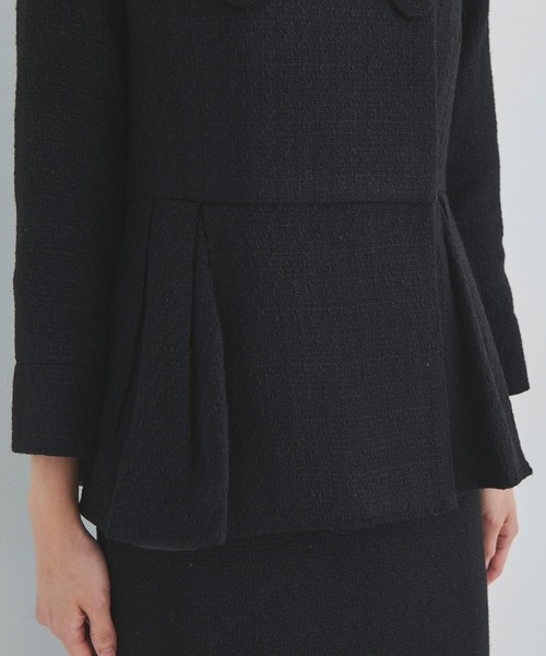 DRESS LAB(ドレスラボ)の「【セレモニースーツ/オフィスカジュアル】ツイードペプラムジャケット&スカート 2点セット(スーツセット・レディース・ネイビー/ブラック・L/S/M)」の6枚目の写真