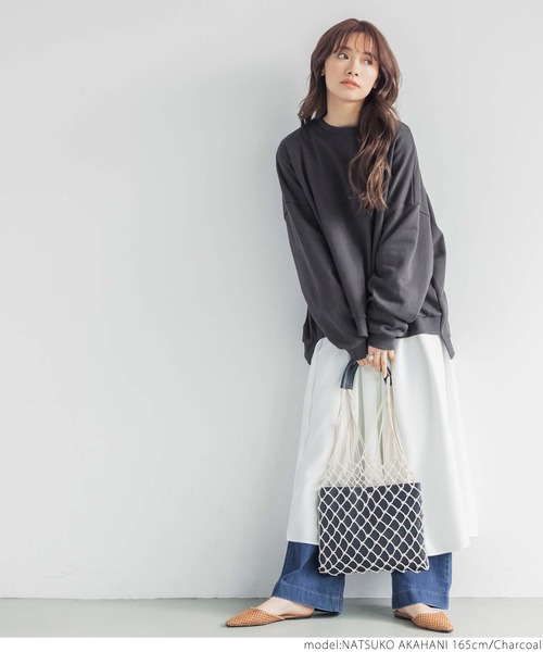 coca（coca）（コカ）の「前後差ですっきり見えミニ裏毛トップス（その他トップス・レディース・ライトグリーン/チャコールグレー・ONE SIZE）」の8枚目の写真