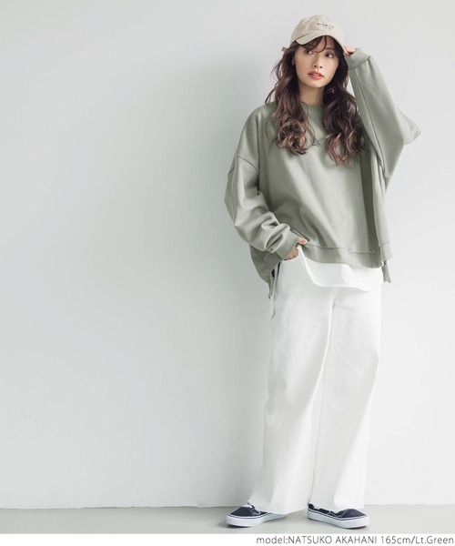 coca（coca）（コカ）の「前後差ですっきり見えミニ裏毛トップス（その他トップス・レディース・ライトグリーン/チャコールグレー・ONE SIZE）」の10枚目の写真