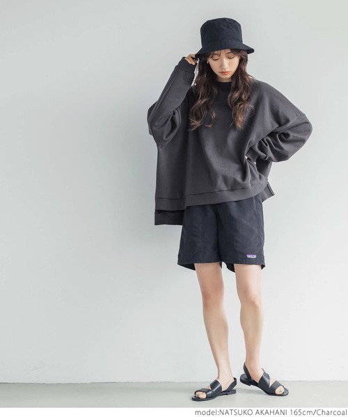 coca（coca）（コカ）の「前後差ですっきり見えミニ裏毛トップス（その他トップス・レディース・ライトグリーン/チャコールグレー・ONE SIZE）」の3枚目の写真