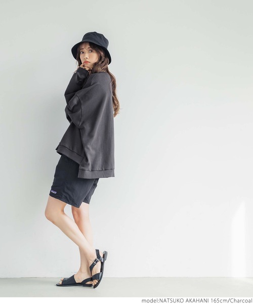 coca（coca）（コカ）の「前後差ですっきり見えミニ裏毛トップス（その他トップス・レディース・ライトグリーン/チャコールグレー・ONE SIZE）」の6枚目の写真