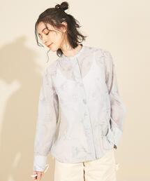 BEAUTY&YOUTH UNITED ARROWS（ビューティーアンドユースユナイテッドアローズ）の「BY∴ オーガンジーフラワープリントバンドカラーシャツ -ウォッシャブル-（シャツ/ブラウス）」