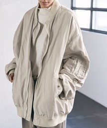 EMMA CLOTHES | ブライトサテンファブリックビッグシルエットワイドスリーブブルゾン/ワイドMA-1【EMMA CLOTHES/エマクローズ】2021SPRING(MA-1)