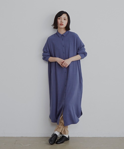 Libra Cue(リブラ キュー)の「コンパクトカラーシャツワンピース(シャツワンピース・レディース・カーキ/ブルー/アイボリー・FREE)」の13枚目の写真