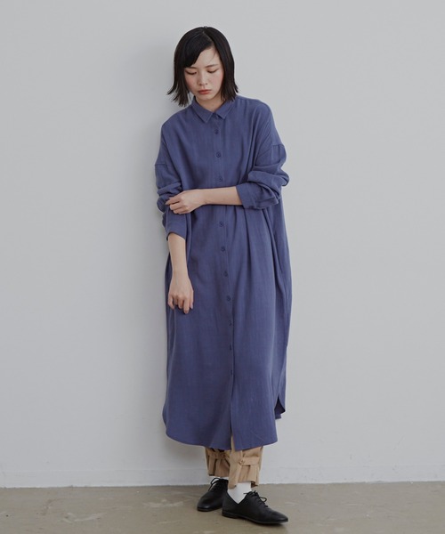 Libra Cue(リブラ キュー)の「コンパクトカラーシャツワンピース(シャツワンピース・レディース・カーキ/ブルー/アイボリー・FREE)」の15枚目の写真