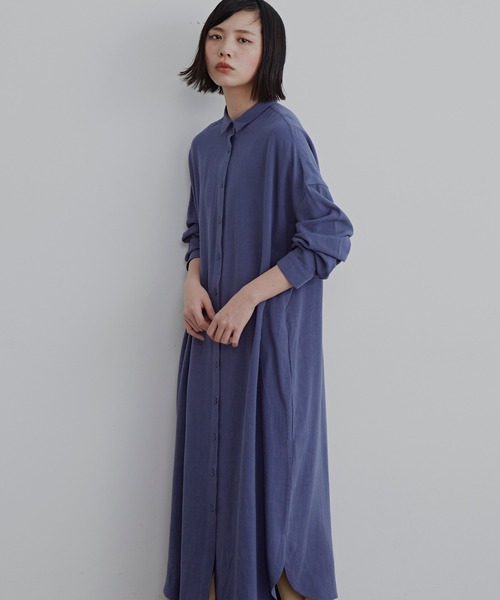 Libra Cue(リブラ キュー)の「コンパクトカラーシャツワンピース(シャツワンピース・レディース・カーキ/ブルー/アイボリー・FREE)」の4枚目の写真