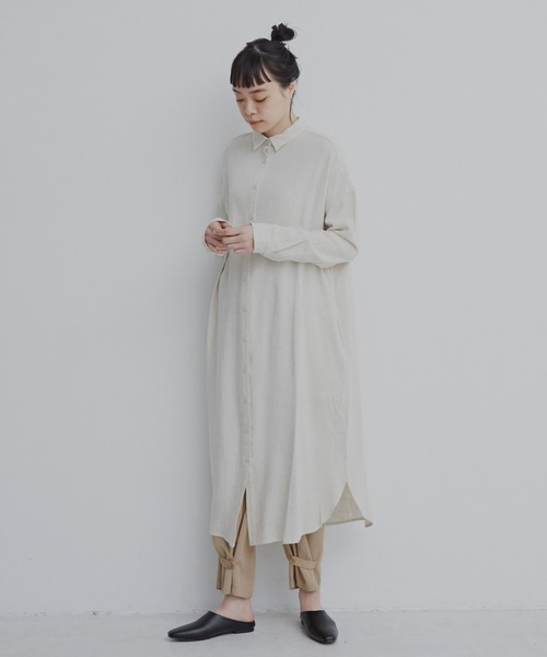 Libra Cue(リブラ キュー)の「コンパクトカラーシャツワンピース(シャツワンピース・レディース・カーキ/ブルー/アイボリー・FREE)」の5枚目の写真