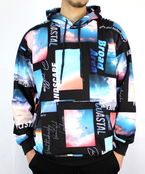 GGD（ジージーディー）の「総柄パーカー（パーカー・メンズ・ホワイト/グレー/オフホワイト/ブルー/ブラック・LL/L/M）」の4枚目の写真