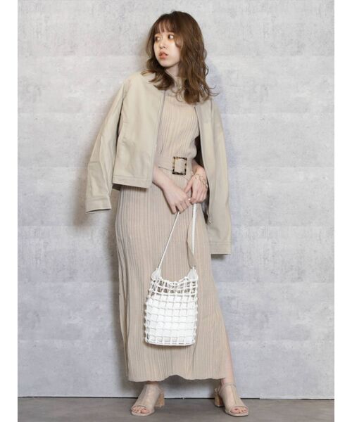 dazzlin(ダズリン)の「ノーカラーライダースジャケット(ライダースジャケット・レディース・ブラック/アイボリー・FREE)」の5枚目の写真