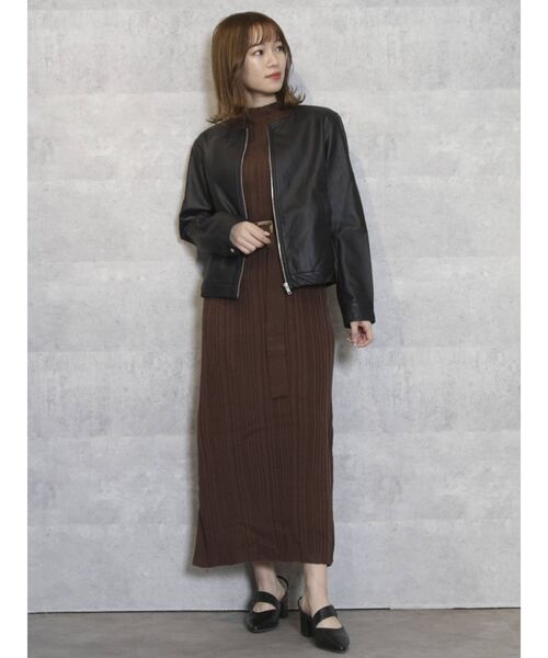 dazzlin(ダズリン)の「ノーカラーライダースジャケット(ライダースジャケット・レディース・ブラック/アイボリー・FREE)」の8枚目の写真