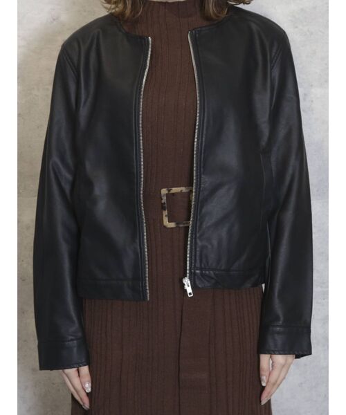 dazzlin(ダズリン)の「ノーカラーライダースジャケット(ライダースジャケット・レディース・ブラック/アイボリー・FREE)」の10枚目の写真