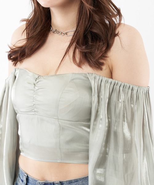 SPIRALGIRL(スパイラルガール)の「袖ボリュームギャザーブラウス(シャツ/ブラウス・レディース・ベージュ/ブルー/グリーン・FREE)」の12枚目の写真