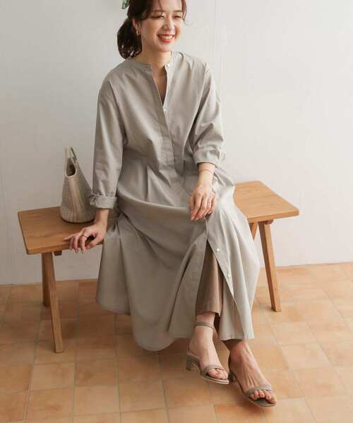URBAN RESEARCH DOORS（アーバンリサーチドアーズ）の「コットンリヨセルフレアワンピース（ワンピース・レディース・ネイビー/グレー系その他/グリーン系その他/ピンクベージュ・ONE）」の5枚目の写真