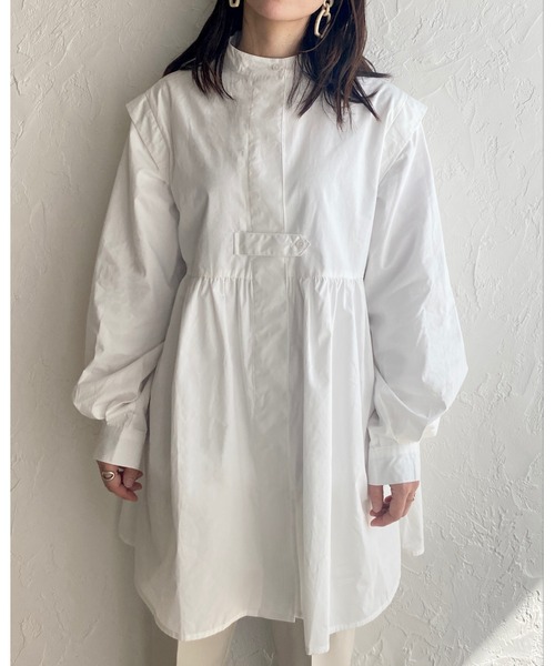 She's Closet（シーズクローゼット）の「バンドカラーフレアチュニックシャツ（シャツ/ブラウス・レディース・ホワイト/ライトブルー/ブラック/ボルドー/ベージュ/ネイビー・FREE）」の17枚目の写真