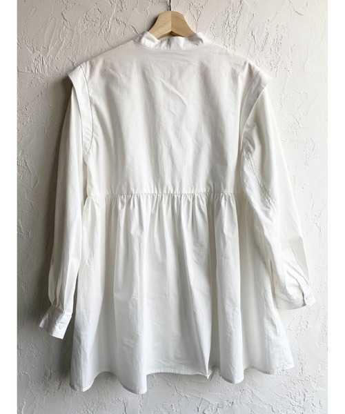 She's Closet（シーズクローゼット）の「バンドカラーフレアチュニックシャツ（シャツ/ブラウス・レディース・ホワイト/ライトブルー/ブラック/ボルドー/ベージュ/ネイビー・FREE）」の14枚目の写真