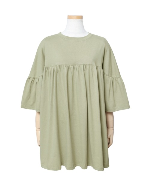 reca(レカ)の「ギャザーフレア半袖カットソー(Tシャツ/カットソー・レディース・カーキ/モカ/グレー系その他・FREE)」の21枚目の写真