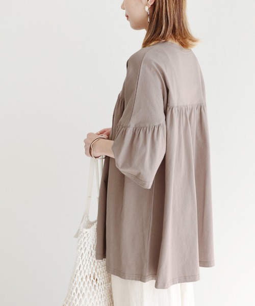 reca(レカ)の「ギャザーフレア半袖カットソー(Tシャツ/カットソー・レディース・カーキ/モカ/グレー系その他・FREE)」の15枚目の写真