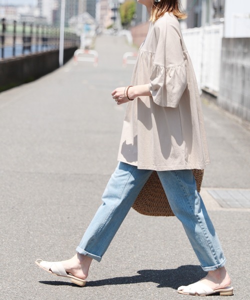 reca(レカ)の「ギャザーフレア半袖カットソー(Tシャツ/カットソー・レディース・カーキ/モカ/グレー系その他・FREE)」の19枚目の写真