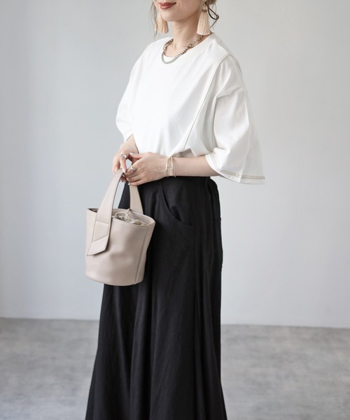 4youstory（フォーユーストーリー）の「リンキングデザインTシャツ（Tシャツ/カットソー・レディース・アイボリー/ブラック/グリーン/サンドベージュ/モカ・MEDIUM）」の10枚目の写真