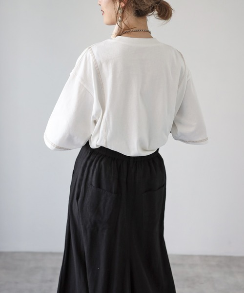 4youstory（フォーユーストーリー）の「リンキングデザインTシャツ（Tシャツ/カットソー・レディース・アイボリー/ブラック/グリーン/サンドベージュ/モカ・MEDIUM）」の11枚目の写真