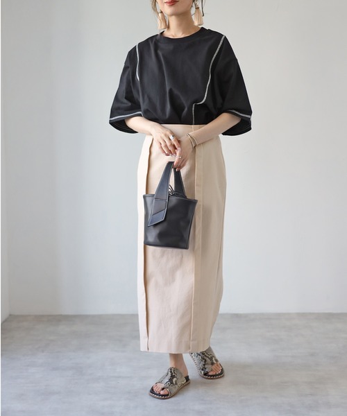 4youstory（フォーユーストーリー）の「リンキングデザインTシャツ（Tシャツ/カットソー・レディース・アイボリー/ブラック/グリーン/サンドベージュ/モカ・MEDIUM）」の13枚目の写真