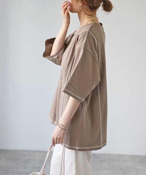 4youstory（フォーユーストーリー）の「リンキングデザインTシャツ（Tシャツ/カットソー・レディース・アイボリー/ブラック/グリーン/サンドベージュ/モカ・MEDIUM）」の20枚目の写真