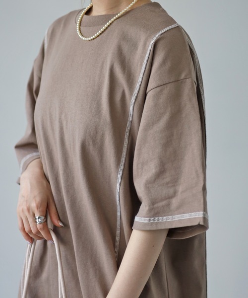 4youstory（フォーユーストーリー）の「リンキングデザインTシャツ（Tシャツ/カットソー・レディース・アイボリー/ブラック/グリーン/サンドベージュ/モカ・MEDIUM）」の21枚目の写真