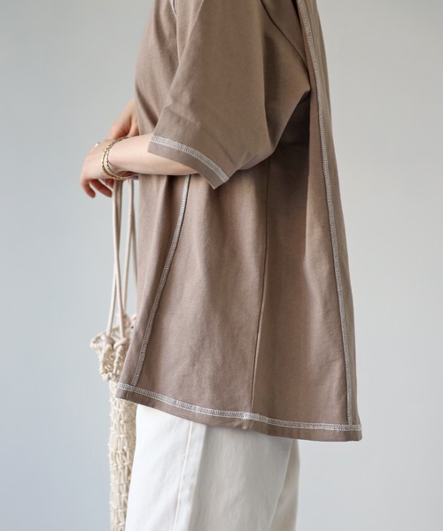 4youstory（フォーユーストーリー）の「リンキングデザインTシャツ（Tシャツ/カットソー・レディース・アイボリー/ブラック/グリーン/サンドベージュ/モカ・MEDIUM）」の22枚目の写真