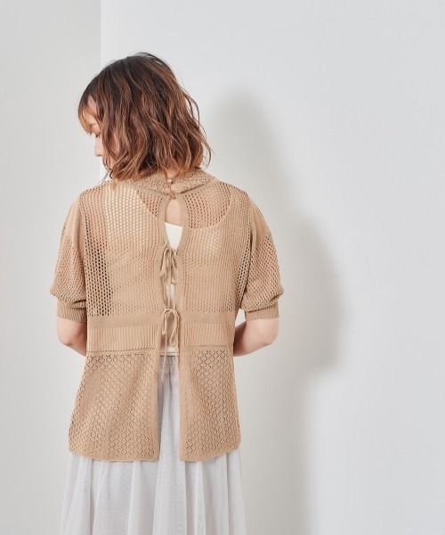 cepo(セポ)の「2WAYパフスリーブニット(カーディガン/ボレロ・レディース・ピンク/オフホワイト/ベージュ/ブラック・M)」の4枚目の写真