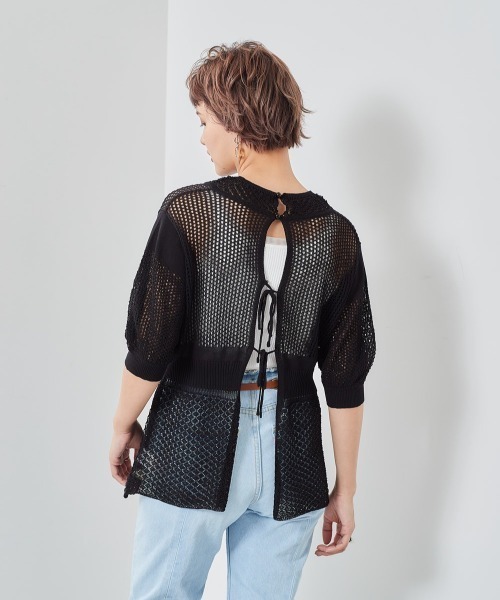 cepo(セポ)の「2WAYパフスリーブニット(カーディガン/ボレロ・レディース・ピンク/オフホワイト/ベージュ/ブラック・M)」の3枚目の写真