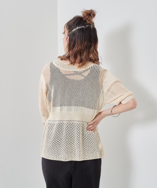 cepo(セポ)の「2WAYパフスリーブニット(カーディガン/ボレロ・レディース・ピンク/オフホワイト/ベージュ/ブラック・M)」の11枚目の写真