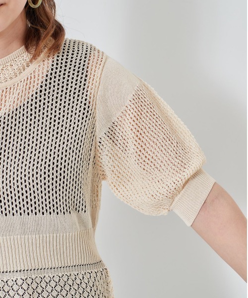 cepo(セポ)の「2WAYパフスリーブニット(カーディガン/ボレロ・レディース・ピンク/オフホワイト/ベージュ/ブラック・M)」の12枚目の写真