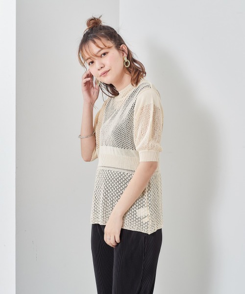 cepo(セポ)の「2WAYパフスリーブニット(カーディガン/ボレロ・レディース・ピンク/オフホワイト/ベージュ/ブラック・M)」の9枚目の写真