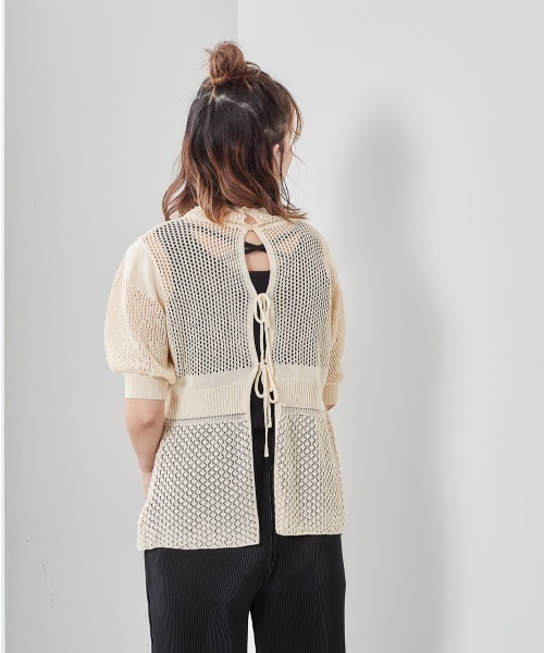 cepo(セポ)の「2WAYパフスリーブニット(カーディガン/ボレロ・レディース・ピンク/オフホワイト/ベージュ/ブラック・M)」の10枚目の写真