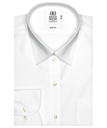 形態安定ノーアイロン レギュラーカラー 白無地ベーシック 長袖ビジネスワイシャツ